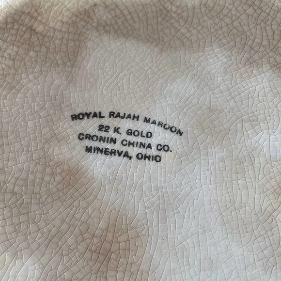 Vintage Cronin China Co Royal Rajah round handled serving dish 22K gold gilded - Picture 8 of 11